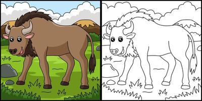 Wildebeest Coloring Page Vector Illustration