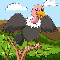 Vulture Cartoon Vector Colored Illustration