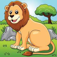 Lion Cartoon Vector Colored Illustration