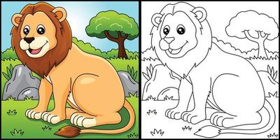 Lion Coloring Page Vector Illustration