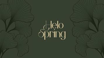 welcome spring and hello spring. ginkgo leaf background as greeting card. as a congratulatory poster or banner, wedding invitation. vector