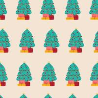 Gift boxes under the Christmas tree seamless pattern. Vector print flat cartoon style