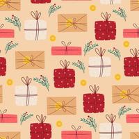 Gift boxes seamless pattern. Vector print flat cartoon style