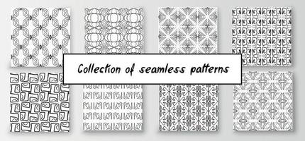 Set of seamless abstract geometric hand-drawn patterns. Modern creative background vector