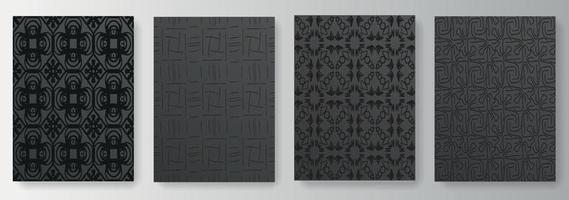 Collection of black seamless patterned backgrounds vector
