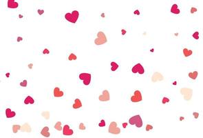 Beautiful Hearts Confetti Falling On The White Background. vector