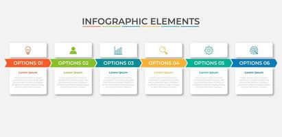 Presentación plantilla de infografía empresarial con 6 opciones. vector