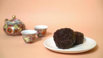 Chinese moon cake dark chocolate flavour for Mid-Autumn Festival