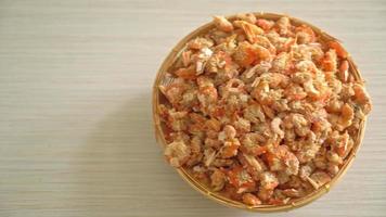 dried shrimps or dried salted prawn in bowl video