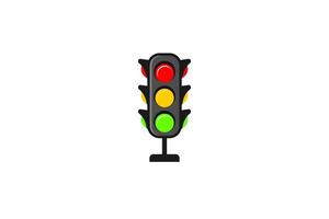 traffic light with single pole shaped cartoon vector illustration design