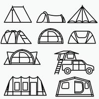 camping tent outline drawing on white background. vector