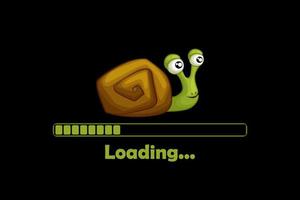 Cartoon cute snail and loading icon for game menu. The download line for the interface. vector