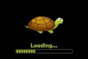 Cartoon turtle and loading icon for interface. The download process for the game. vector