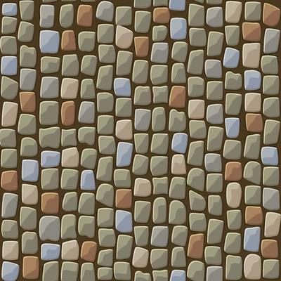 Seamless textured pattern of cobblestone paving of a park. Background of brown stone rubble.