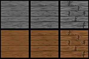 Set of seamless wooden patterns in 3 steps of drawing. Wooden textured backgrounds in progress. vector