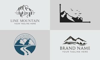 Vintage mountain vector collection, icon silhouette illustrations Free Vector