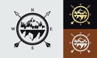 Vintage mountain vector collection, icon silhouette illustrations Free Vector
