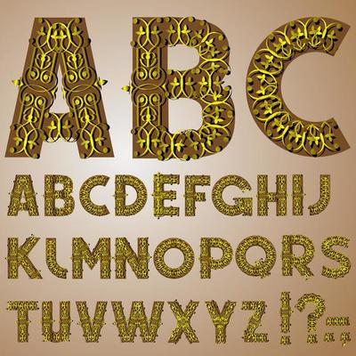 Golden Swirly Alphabet