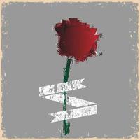 Grunge rose with banner - vintage style vector