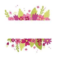 A flower frame for the text. Delicate pink flowers and green leaves. Vector illustration.