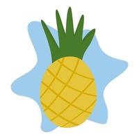 Pineapple, fruit. On an abstract blue background. Vector. In the style of hand drawing. vector