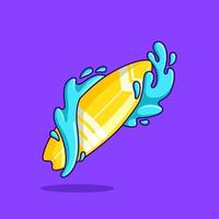 cute surfboard vector illustration. splash water cartoon flat design