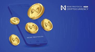 Near Protocol NEAR cryptocurrency technology vector illustration background