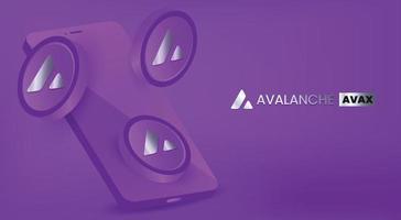 Avalanche AVAX cryptocurrency technology vector illustration background