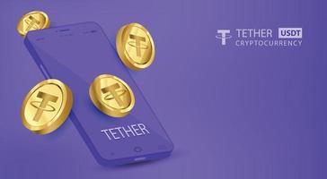 Tether usdt cryptocurrency tecnología vector ilustración fondo