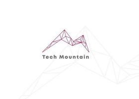 Tech mountain logo design with abstract work and vector logo