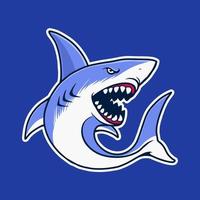 tiburón azul pez mascota logotipo carácter vector ilustración diseño de camiseta