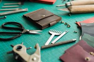 Tools for the manufacture of leather products on the forehead photo