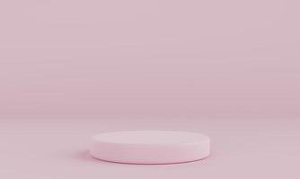 Minimal pink pastel podium with background wall. Abstract and object for advertising concept. 3D illustration rendering photo