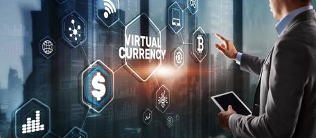 concepto de inversión de cambio de moneda virtual. fondo de tecnología financiera foto