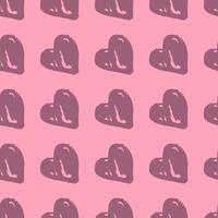 Soft purple heart seamless pattern. Simple love ornament with pink background. Valentine print. vector