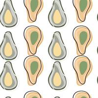 Vegeterian seamless pattern with beige and grey colored abstract avocado shapes. Isolated backdrop. vector