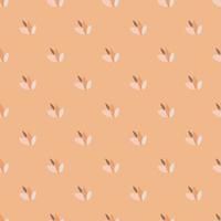 Mini leaves seamless pattern on pastel light coral background. Spring floral wallpaper. vector