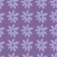 Geometric ditsy seamless pattern on lilac background. Cute chamomile print. vector