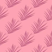 Purple colored fern lead ornament seamless stylized pattern. Nature floral artwork with bright pink background. vector