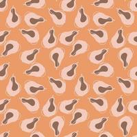 decorativos abstractos pequeños frutos de pera de patrones sin fisuras. fondo naranja fondo de cosecha de verano de alimentos. vector