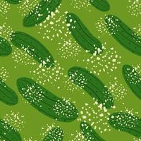 Abstract seamless pattern with cucumber on green background. vector