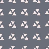 Geometric seamless pattern with light pink triangles. Dark blue background. vector