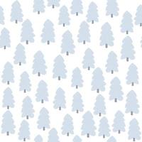 Winter pine tree seamless pattern on white background. Christmas holiday forest wallpaper in doodle style. vector