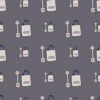 Decoration privacy seamless doodle pattern with lock and keys. Doodle vintage ornament in grey colors. Simple print. vector