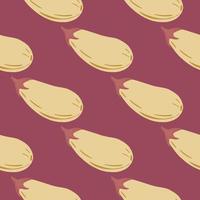 Geometric eggplants seamless pattern. Aubergines endless wallpaper. Food vector illustration.