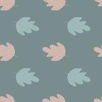 Simple oak seamless pattern on blue background. Foliage backdrop. vector