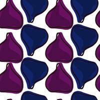 Navy blue and purple fig elements seamless pattern. Isolated backdrop. Fruit doodle artwork. vector
