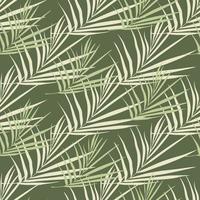 Fern leaves silhouettes seamless nature botanic pattern. Plant doodle elements on green background. Exotic print. vector