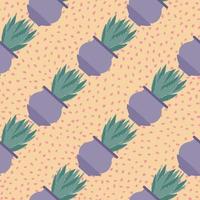 Creative aloe cactus in pot seamless pattern. Houseplant cacti backdrop. vector