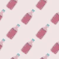 Apothecary seamless pattern with doodle medical bottle shapes. Pink colored palette artwork. vector